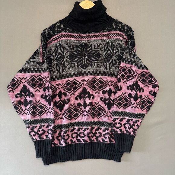 Vintage 90s JL & Louis Knit Colorful Sweater Size Large/XL 100% Acrylic - Picture 1 of 12